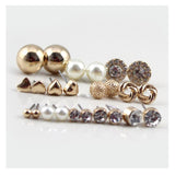 Round Square Ball Alloy Crystal Stud pearl  Earrings