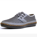 Summer Breathable Mesh Shoes  Genuine Leather Slip On
