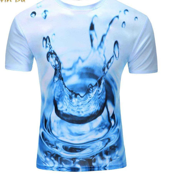 Water Droplet Printed 3D Short Sleeve T-Shirt