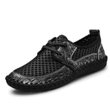 Summer Breathable Mesh Shoes  Genuine Leather Slip On