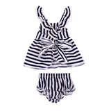 Two piece  striped short sleeve- less dress