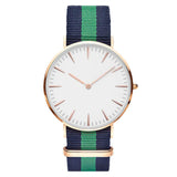 Striped Nylon Band  Unisex Quartz Wristwatch