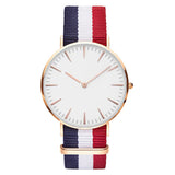 Striped Nylon Band  Unisex Quartz Wristwatch