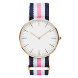 Striped Nylon Band  Unisex Quartz Wristwatch