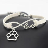Silver Dog Paw Charm Pendant Infinity Love Leather Bracelets