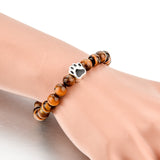 Tiger Eye Natural Stone Mala Bead Dog Paw  Bracelet