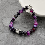 Tiger Eye Natural Stone Mala Bead Dog Paw  Bracelet