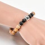 Tiger Eye Natural Stone Mala Bead Dog Paw  Bracelet