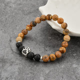Tiger Eye Natural Stone Mala Bead Dog Paw  Bracelet