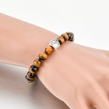 Tiger Eye Natural Stone Mala Bead Dog Paw  Bracelet