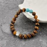 Tiger Eye Natural Stone Mala Bead Dog Paw  Bracelet