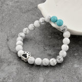 Tiger Eye Natural Stone Mala Bead Dog Paw  Bracelet