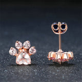 Shiny Pink Stud Earrings CZ Bear Jewelry Dog Paw Earring