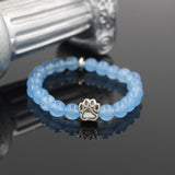 Natural Stone Mala Bead  Pitbull Dog Paw Bracelet