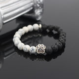 Natural Stone Mala Bead  Pitbull Dog Paw Bracelet