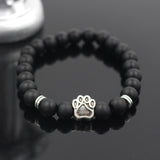 Natural Stone Mala Bead  Pitbull Dog Paw Bracelet