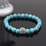 Natural Stone Mala Bead  Pitbull Dog Paw Bracelet