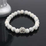 Natural Stone Mala Bead  Pitbull Dog Paw Bracelet