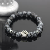 Natural Stone Mala Bead  Pitbull Dog Paw Bracelet