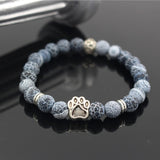 Natural Stone Mala Bead  Pitbull Dog Paw Bracelet