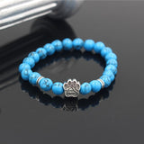 Natural Stone Mala Bead  Pitbull Dog Paw Bracelet