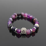 Natural Stone Mala Bead  Pitbull Dog Paw Bracelet