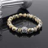 Natural Stone Mala Bead  Pitbull Dog Paw Bracelet