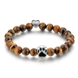 Tiger Eye Natural Stone Mala Bead Dog Paw  Bracelet