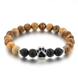 Tiger Eye Natural Stone Mala Bead Dog Paw  Bracelet