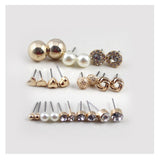 Round Square Ball Alloy Crystal Stud pearl  Earrings